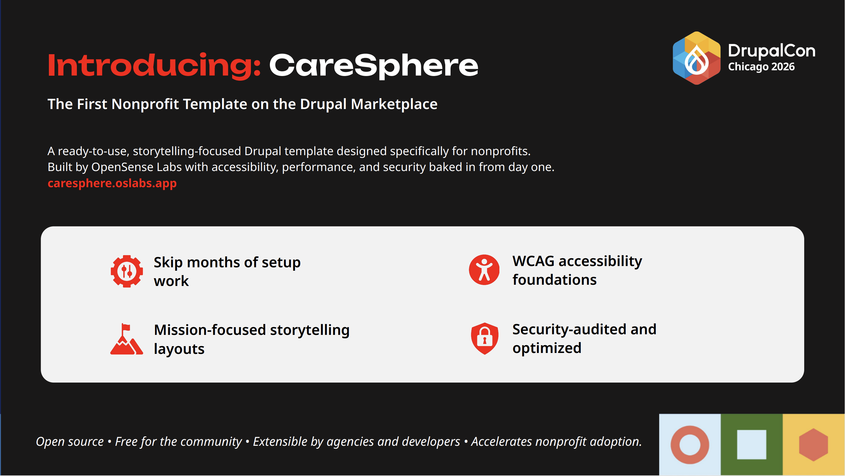 Caresphere First Non Profit Template DrupalCon Chicago DrupalFit