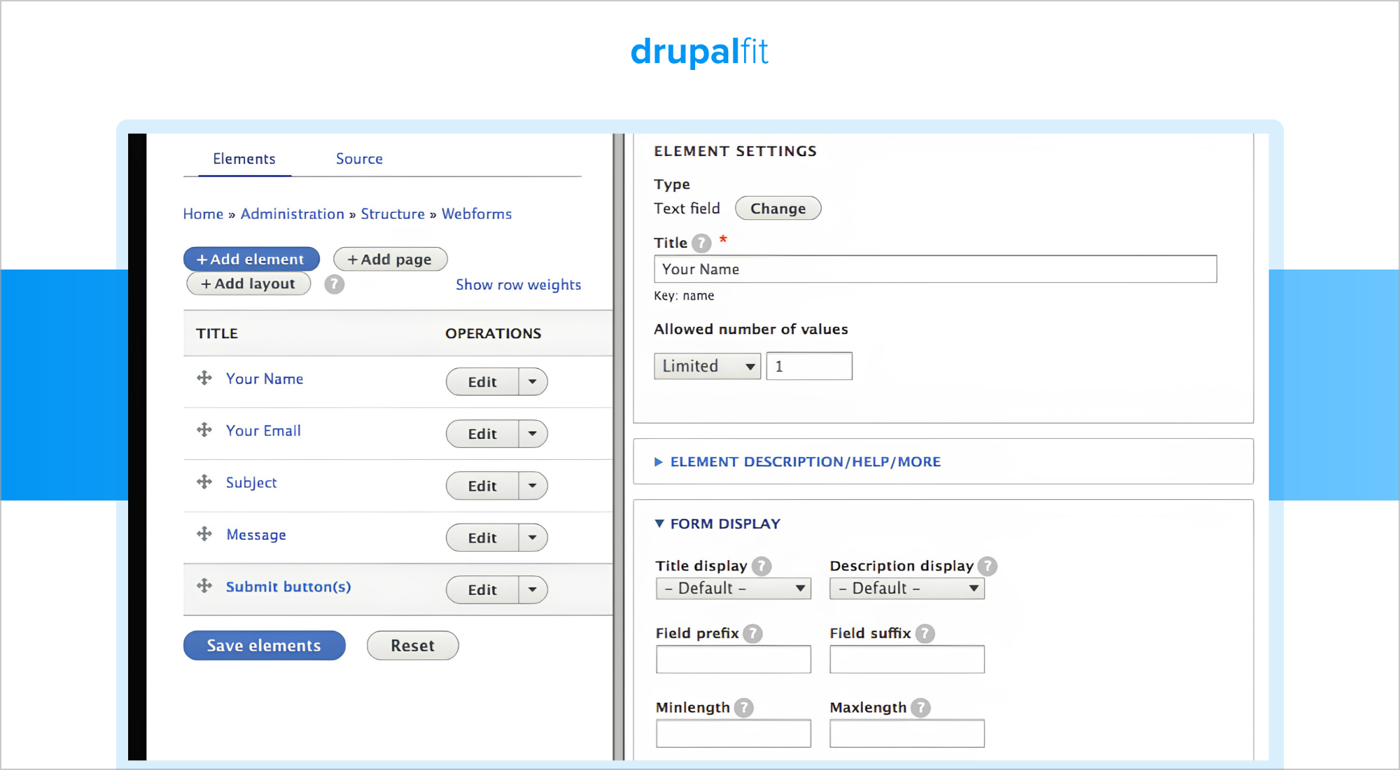 An example of how drupal webform looks